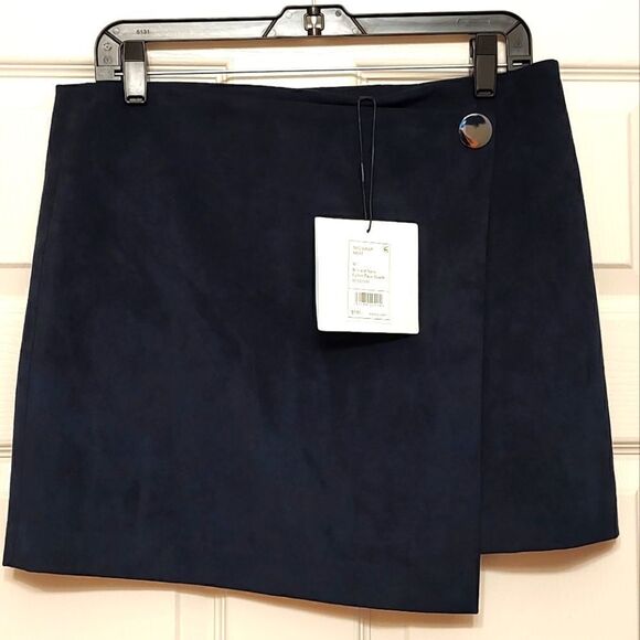 Theory Brilliant Navy Fulton Faux Suede Skirt Size M - Picture 1 of 6